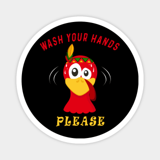 Wash Your Hands Please Cute Turkey Magnet